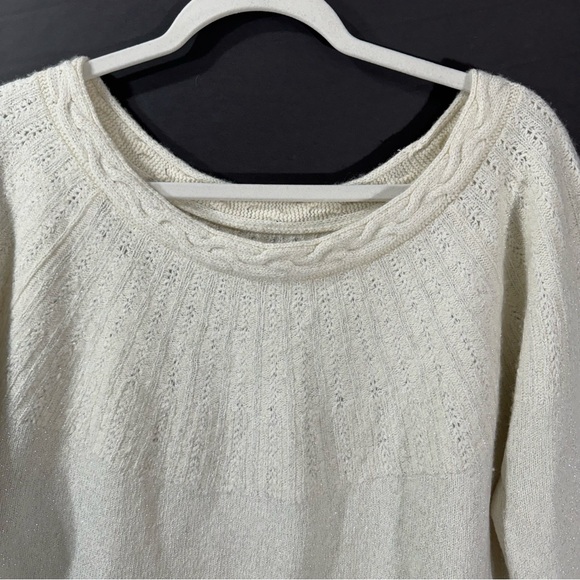 Old Navy Y2K Lamb’s Wool Silk Cozy Sweater Off White metallic - Picture 3 of 9